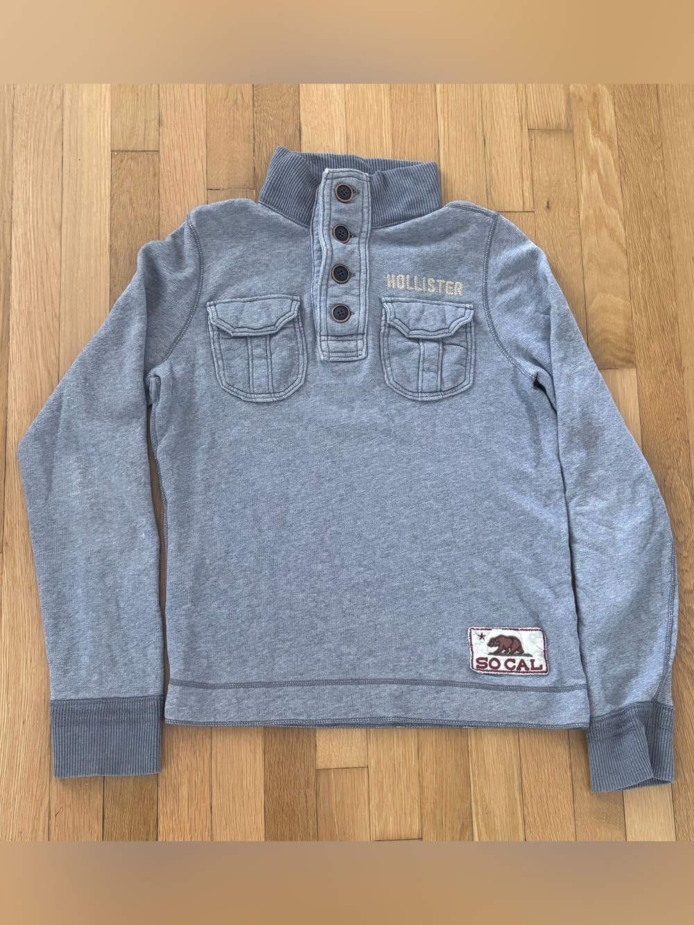 Vintage Hollister Y2K Sweatshirt Mens Medium M Cyber Grunge Mock Neck Pullover